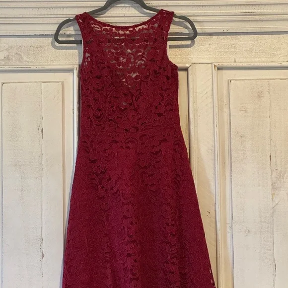 Elegant Lace Sleeveless Dress - Red - Picture 1 of 4